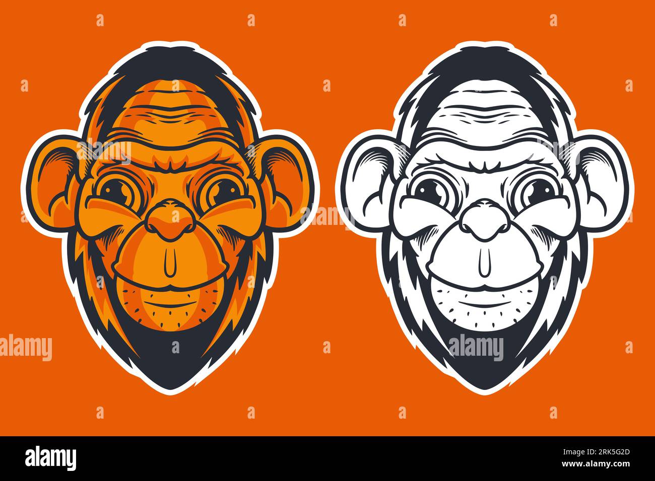 monkey head mascot vector illustration cartoon style Stock Vector