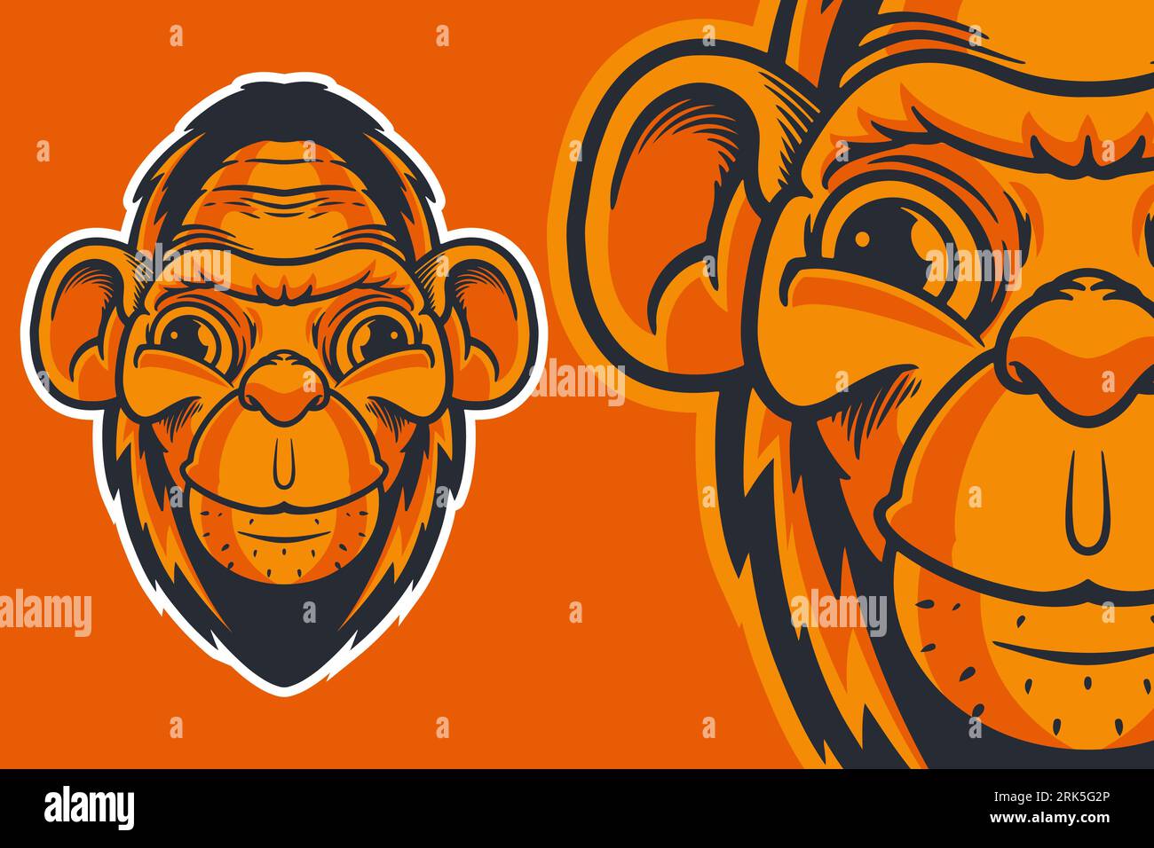 monkey head mascot vector illustration cartoon style Stock Vector
