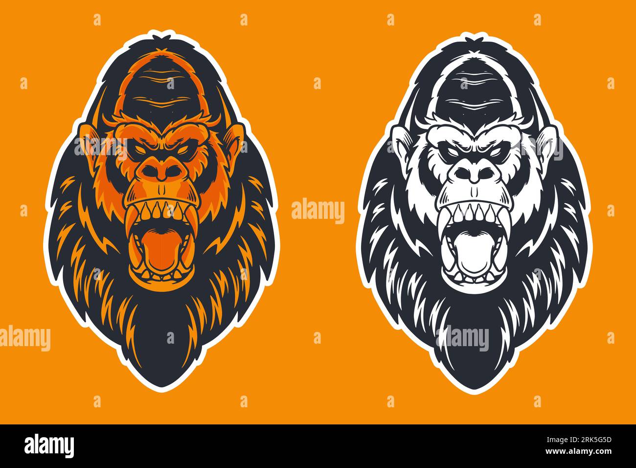 gorilla head mascot vector illustration cartoon style Stock Vector