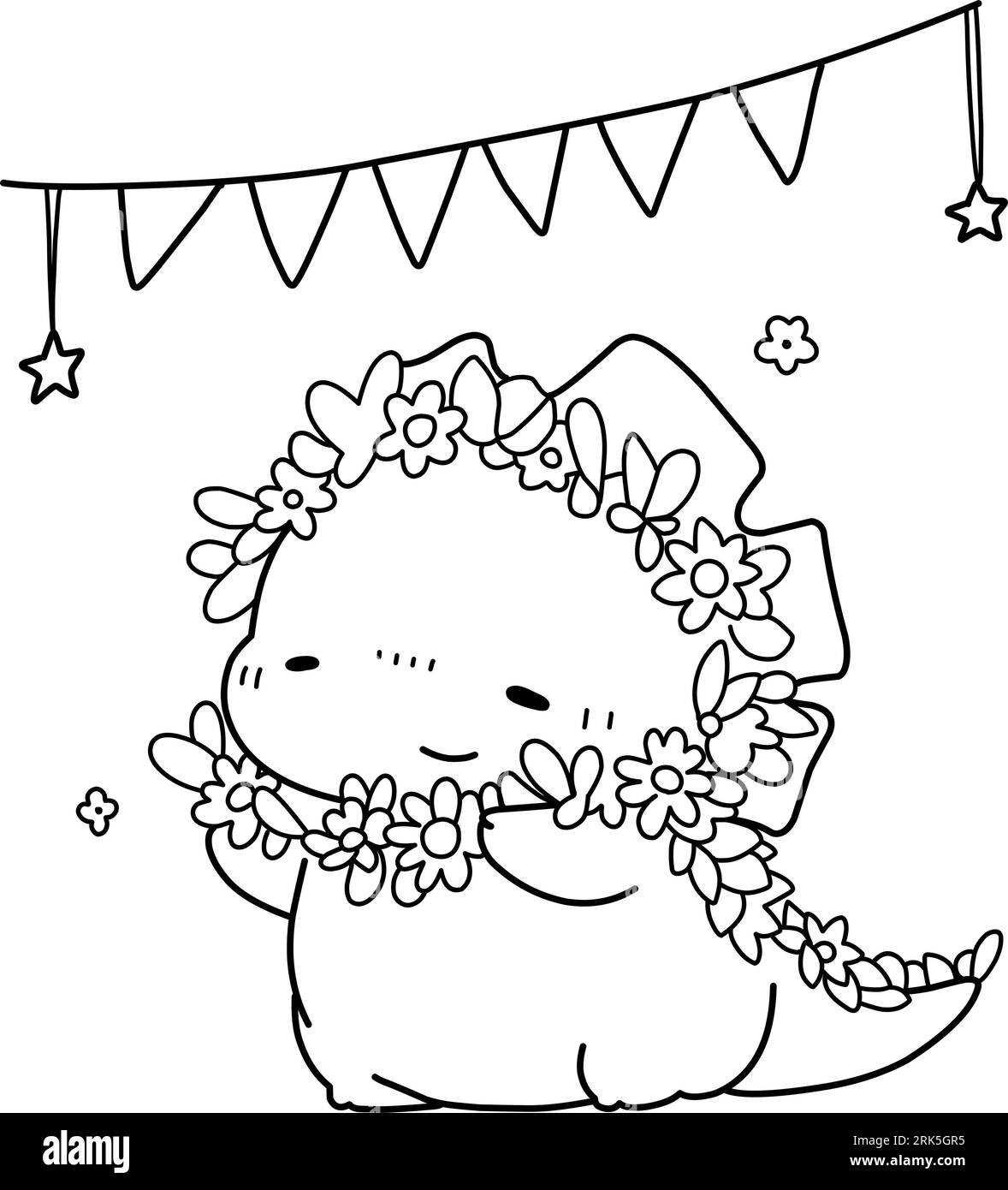 Little cute kawaii dragon coloring page for kids winter new year dragon Stock Vector Image & Art