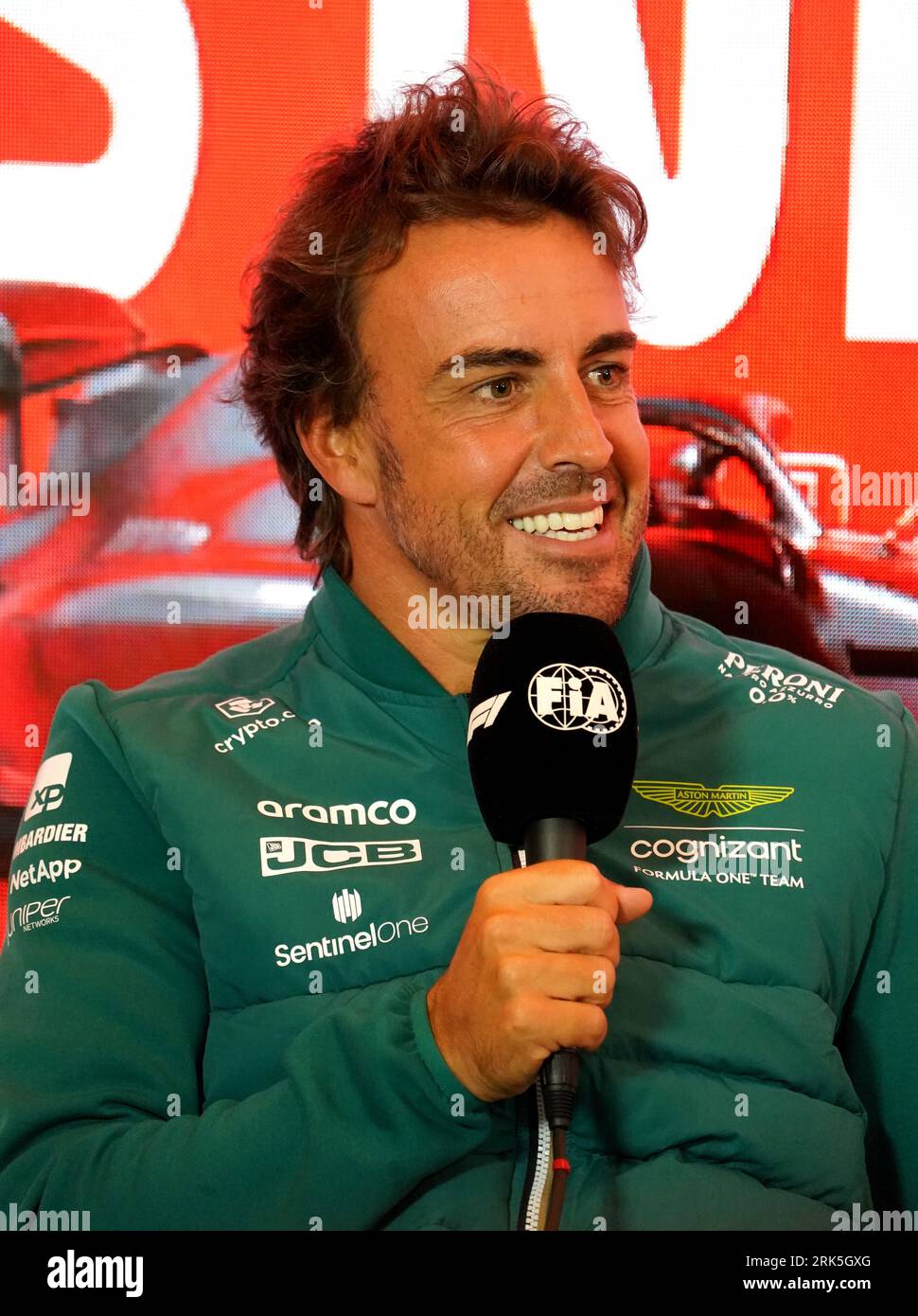 Aston Martin F1 driver Fernando Alonso during a preview day ahead of Sunday's 2023 Netherlands Grand Prix at CM.com Circuit Zandvoort in Zandvoort, Netherlands. Picture date: Thursday August 24, 2023. Stock Photo