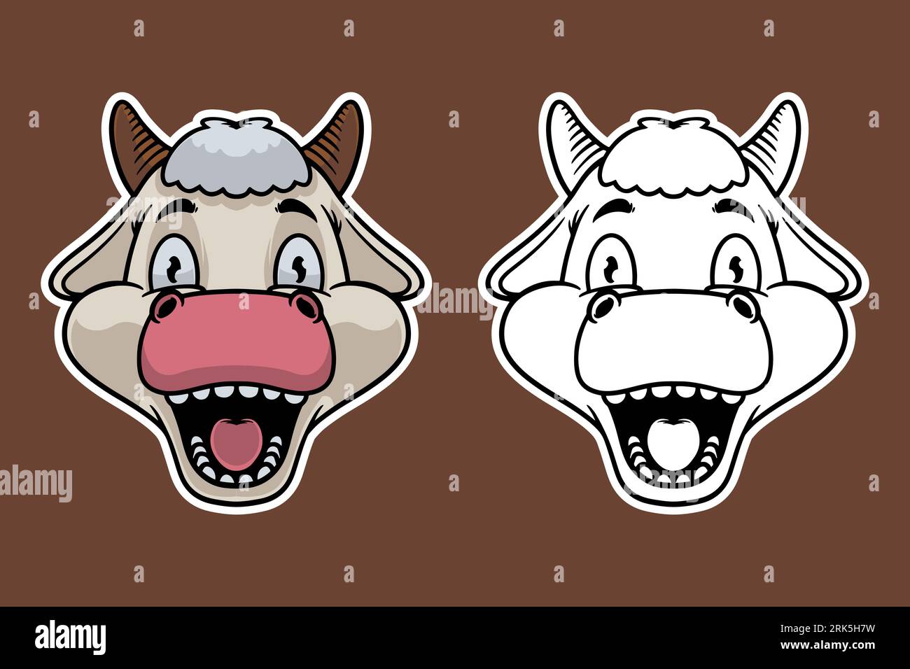 cow head mascot vector illustration cartoon style Stock Vector Image ...
