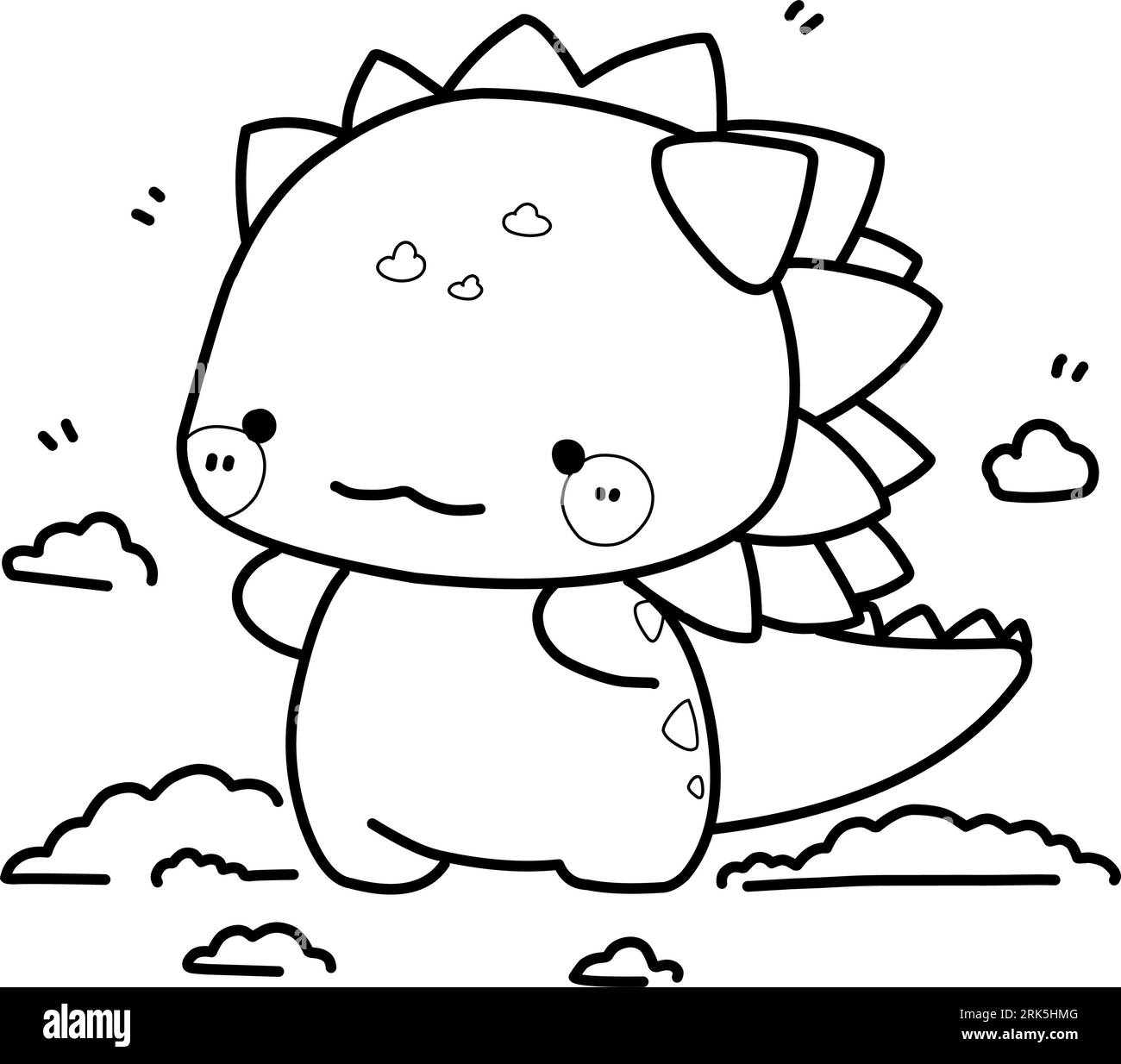 Little cute kawaii dragon coloring page for kids winter new year dragon