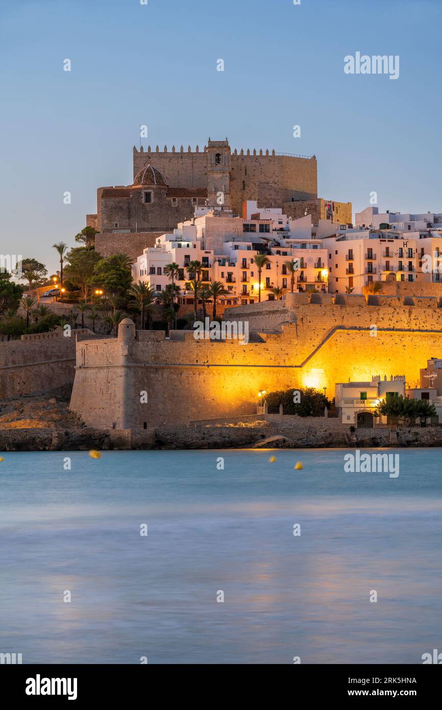 Old town and Knights Templar castle, Peniscola, Valencian Community, Spain Stock Photo