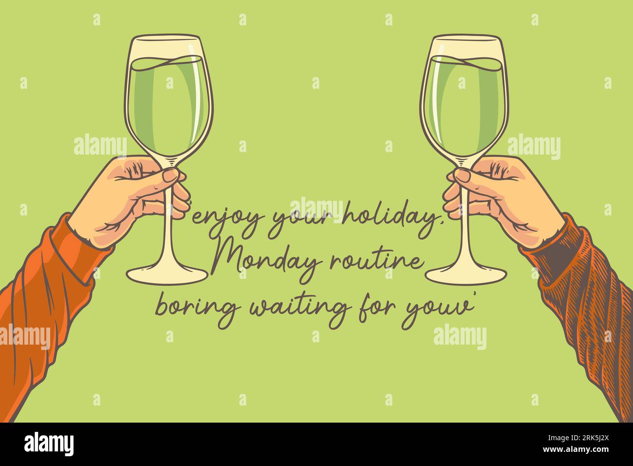 two hands holding drinks motivation concept vector illustration Stock Vector