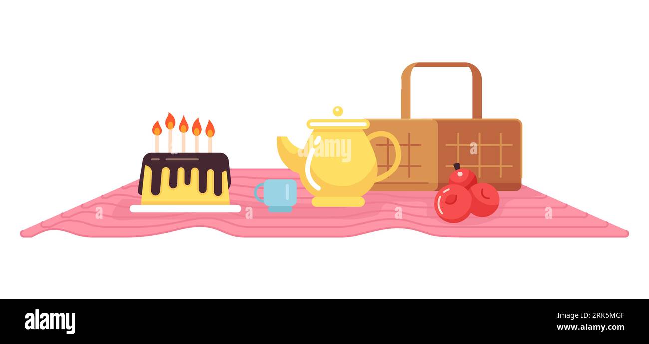 Picnic set flat concept vector spot illustration Stock Vector