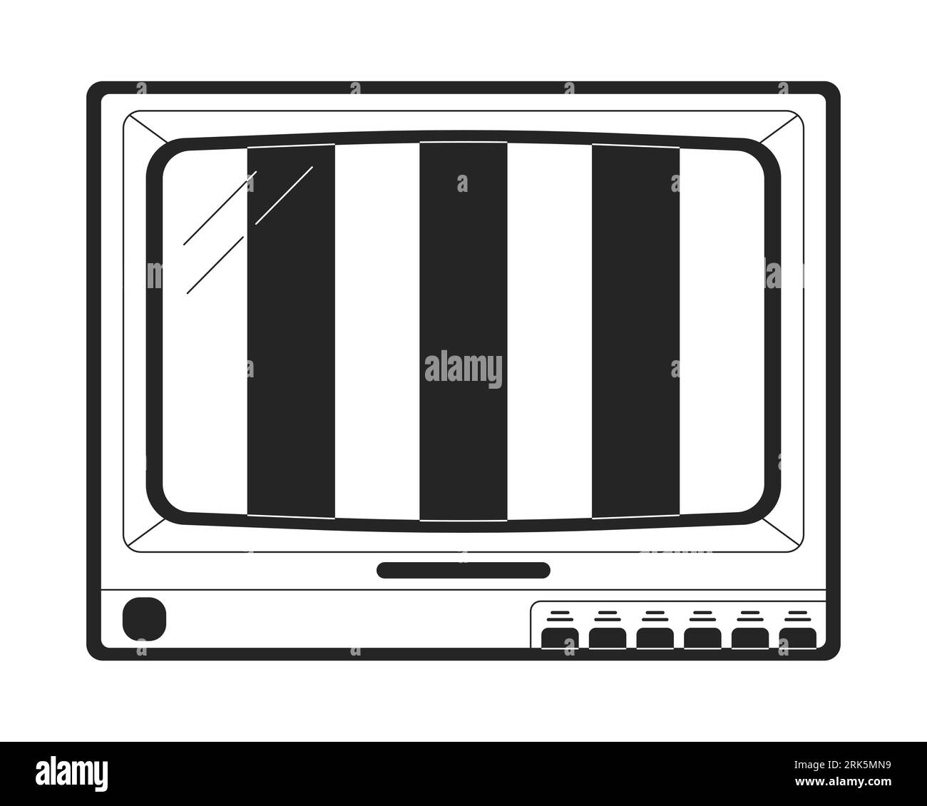 Old tv no signal screen flat monochrome isolated vector object Stock Vector