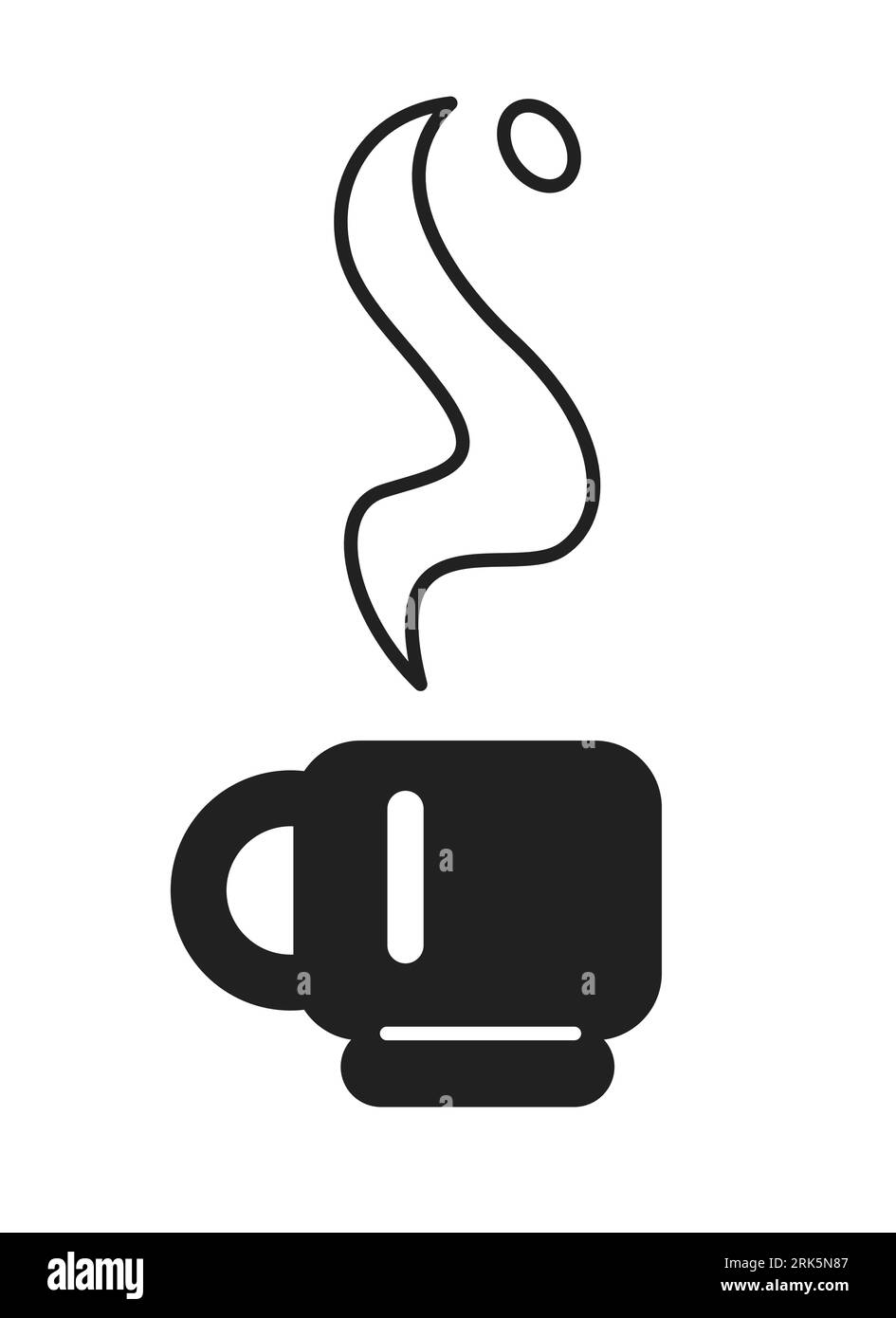 Hot drink in cup monochrome flat vector object Stock Vector