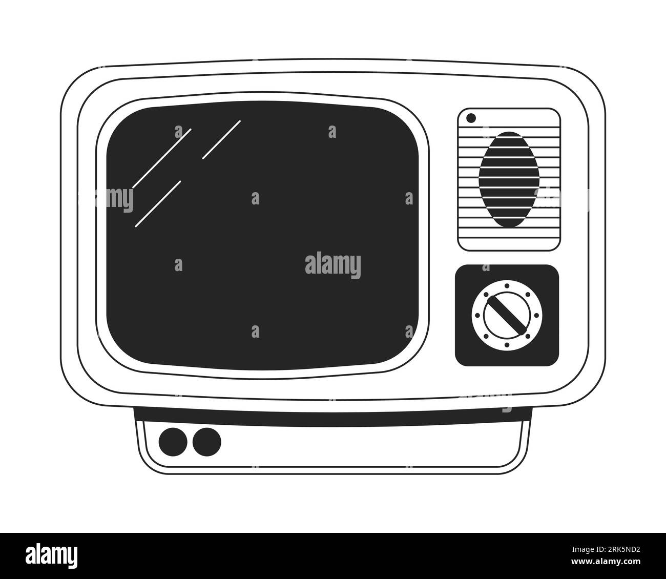 Vintage television flat monochrome isolated vector object Stock Vector