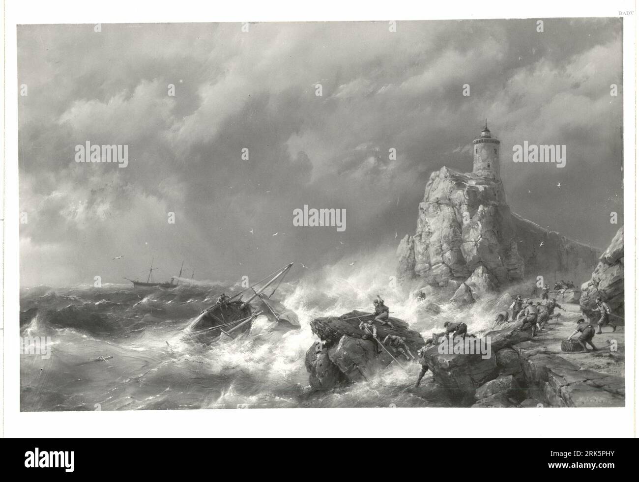 Stormy sea circa 1840 by Hermanus Koekkoek Stock Photo