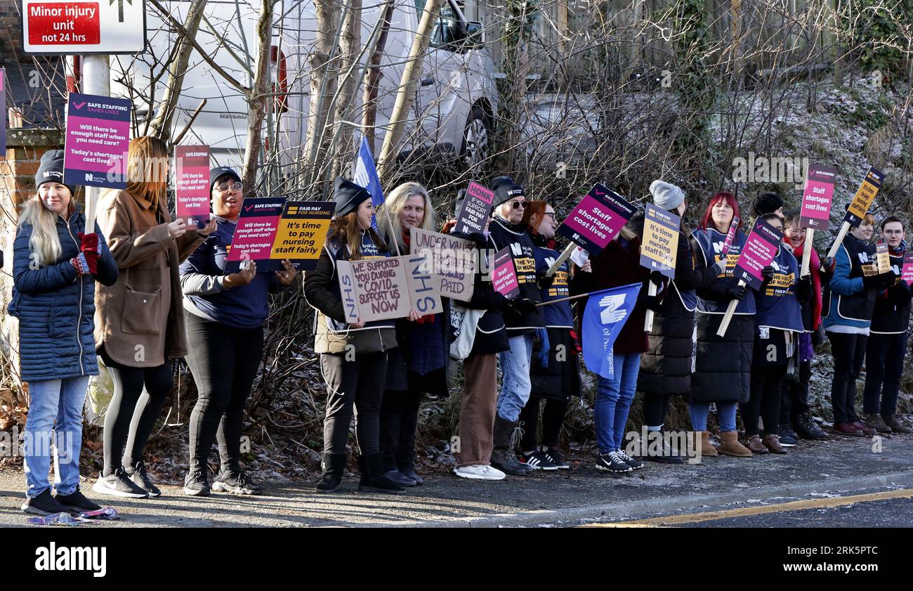A nurses' strike for payment increase and improved working conditions in Sevenoaks in Kent, UK Stock Photo