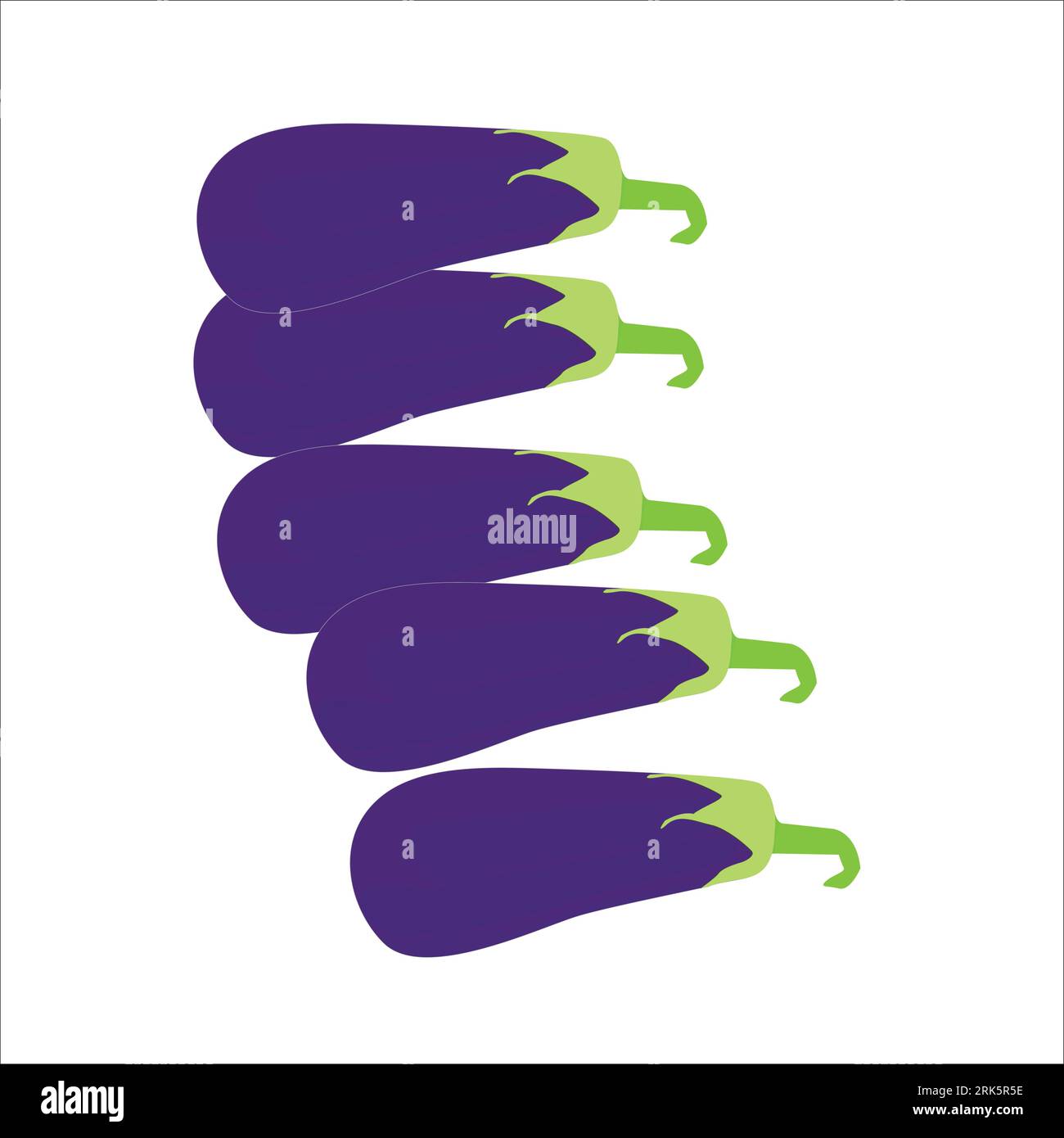 Vector illustration of eggplant vegetables in cartoon flat style. Aubergine purple fresh, plant food, organic healthy, agriculture brinjal. Stock Vector