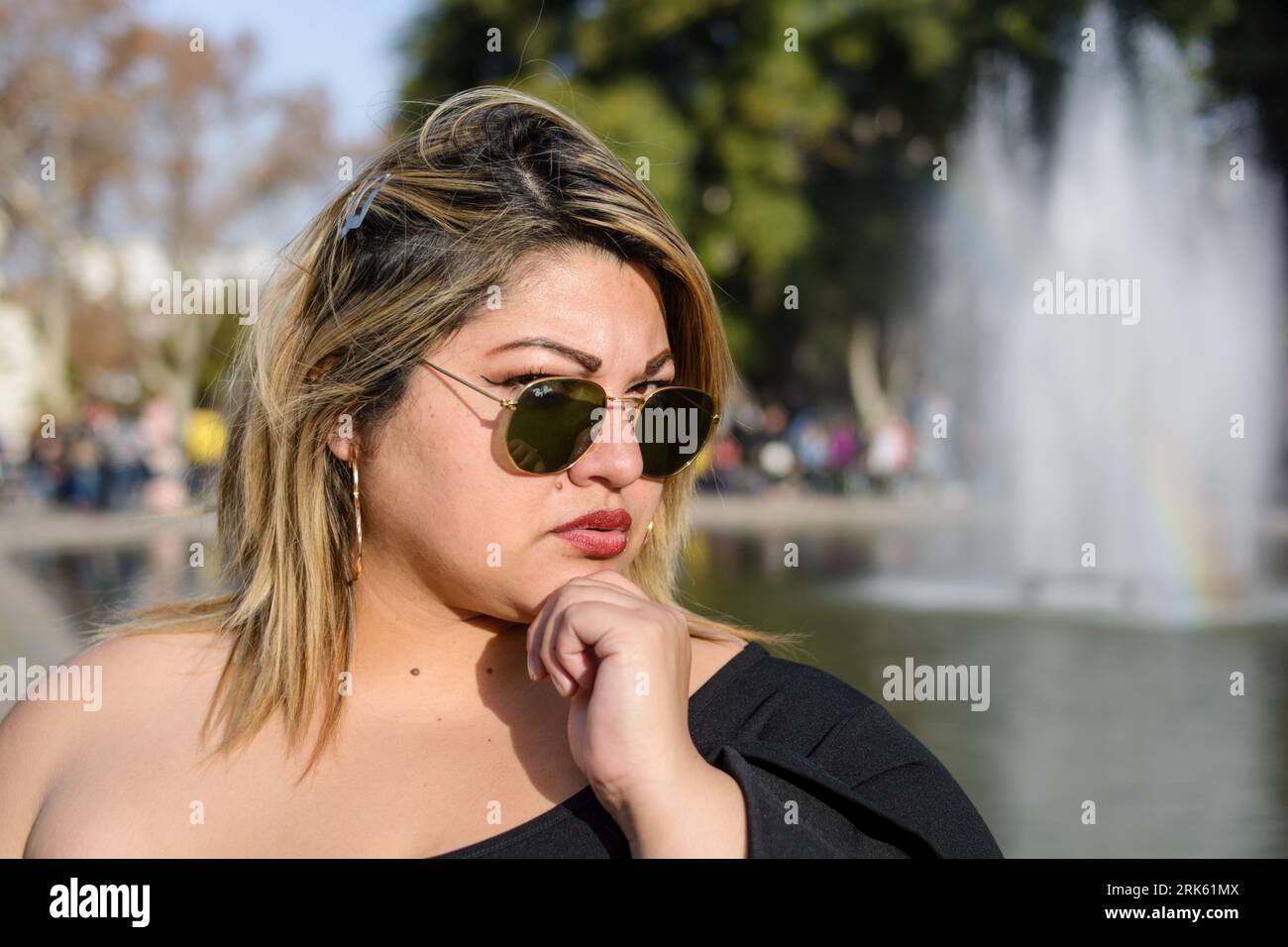 Pretty Plus-size Fat Woman In Fashion Sunglasses And Colorful Clothes Does  Fashion Selfie Like She Is Nice And Shy Girl On Mint Background Stock  Photo, Picture and Royalty Free Image. Image 124719201.