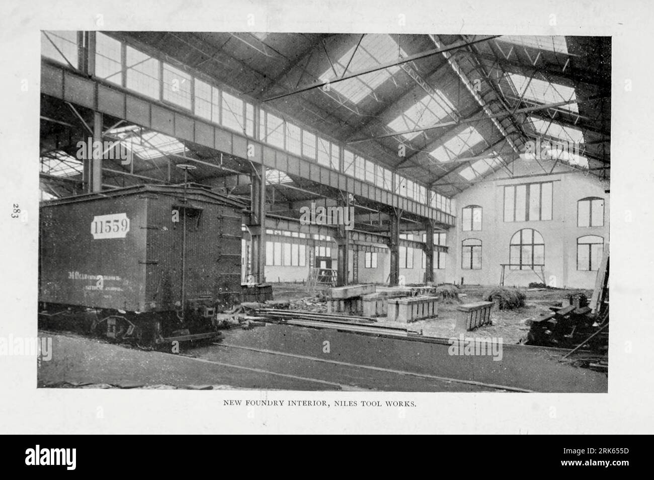 New Foundry Interior Niles Tool Works, Hamilton, Ohio from the Article MODERN MACHINE-SHOP ECONOMICS PRIME REQUISITES OF SHOP CONSTRUCTION By Horace L. Arnold from The Engineering Magazine DEVOTED TO INDUSTRIAL PROGRESS Volume XI October 1896 NEW YORK The Engineering Magazine Co Stock Photo