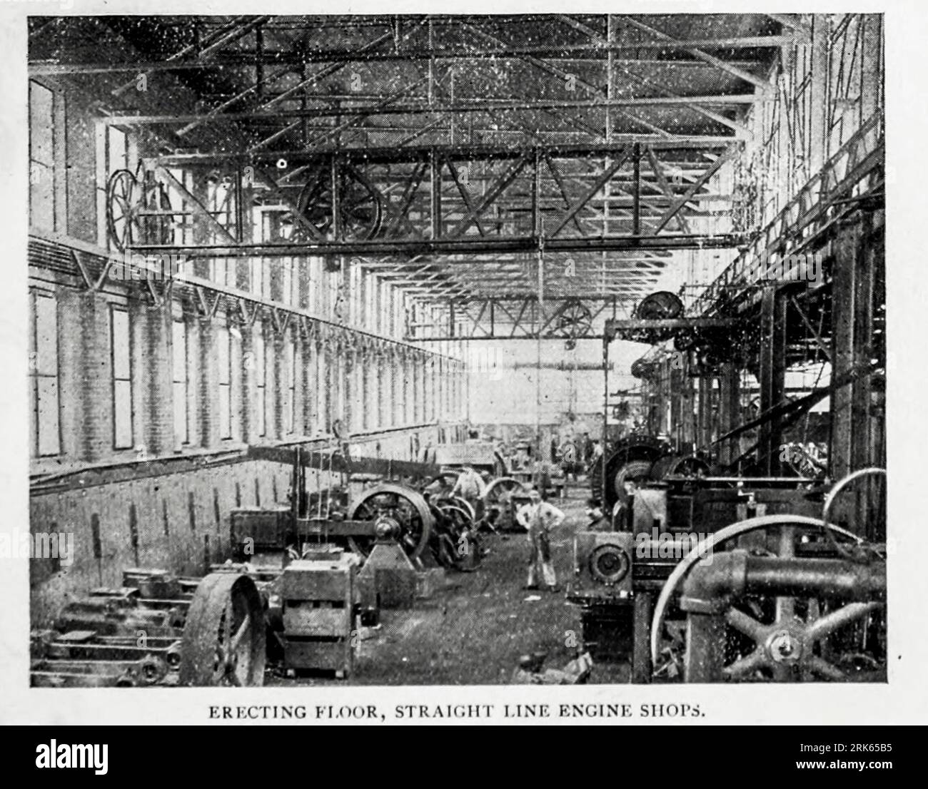 Erecting Floor Sweet's Straight Line Engine Shops, Syracuse NY, from the Article MODERN MACHINE-SHOP ECONOMICS PRIME REQUISITES OF SHOP CONSTRUCTION By Horace L. Arnold from The Engineering Magazine DEVOTED TO INDUSTRIAL PROGRESS Volume XI October 1896 NEW YORK The Engineering Magazine Co Stock Photo