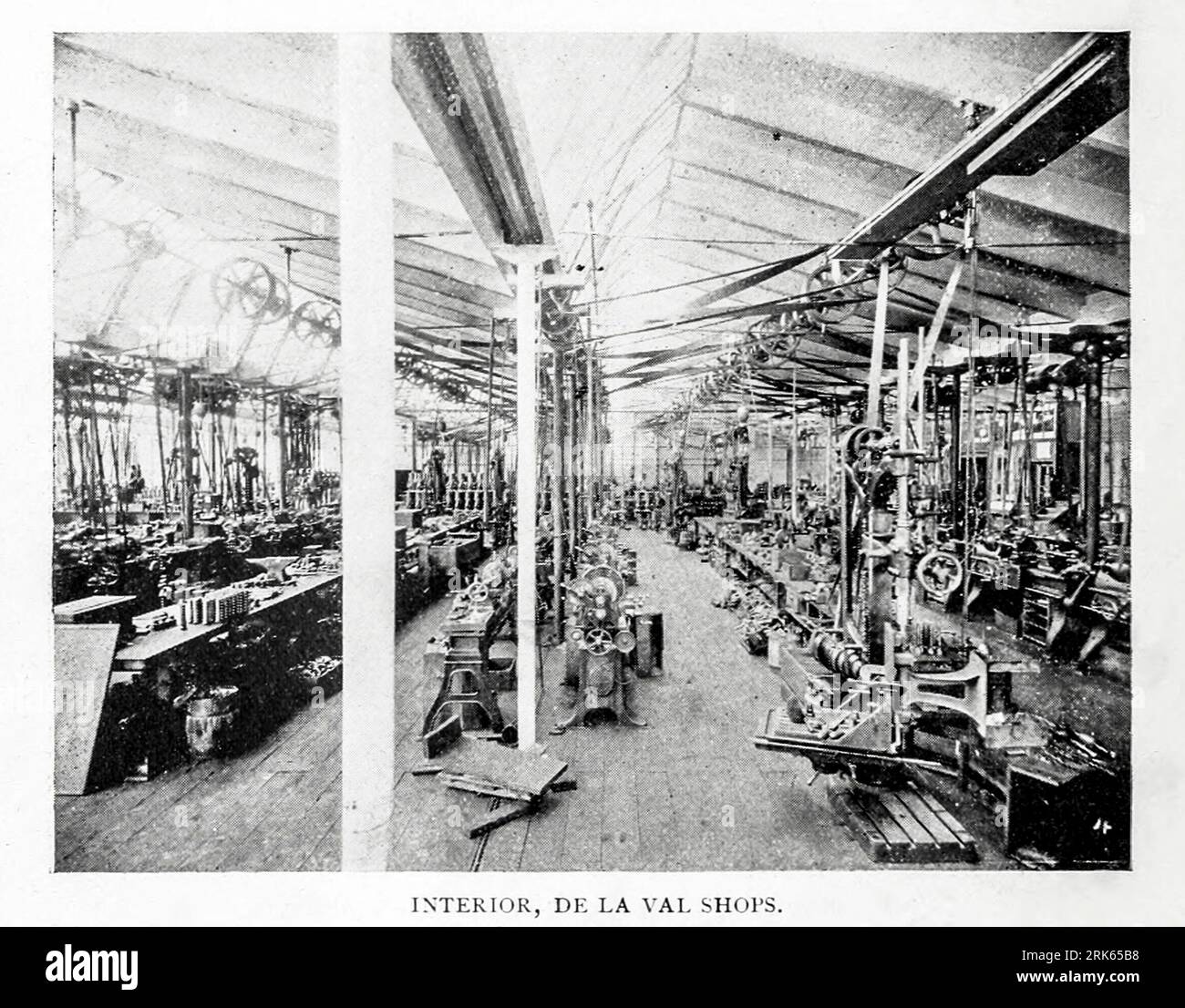 Interior De La Val Shops Poughkeepsie NY from the Article MODERN MACHINE-SHOP ECONOMICS PRIME REQUISITES OF SHOP CONSTRUCTION By Horace L. Arnold from The Engineering Magazine DEVOTED TO INDUSTRIAL PROGRESS Volume XI October 1896 NEW YORK The Engineering Magazine Co Stock Photo