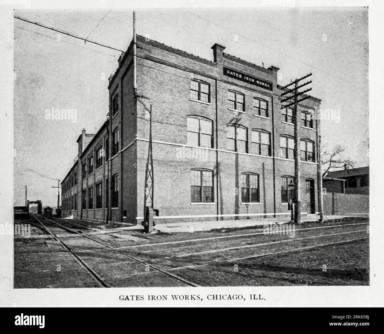 Gates Iron Works, Chicago, Illinois from the Article MODERN MACHINE-SHOP ECONOMICS PRIME REQUISITES OF SHOP CONSTRUCTION By Horace L. Arnold from The Engineering Magazine DEVOTED TO INDUSTRIAL PROGRESS Volume XI October 1896 NEW YORK The Engineering Magazine Co Stock Photo