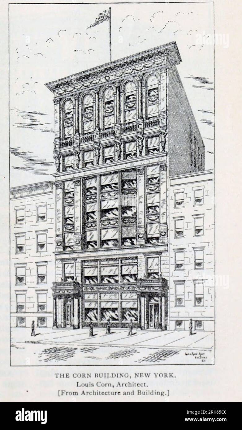 THE CORN BUILDING NEW YORK. Louis Corn, Architect from the Article Architectural Review from The Engineering Magazine DEVOTED TO INDUSTRIAL PROGRESS Volume XI October 1896 NEW YORK The Engineering Magazine Co Stock Photo