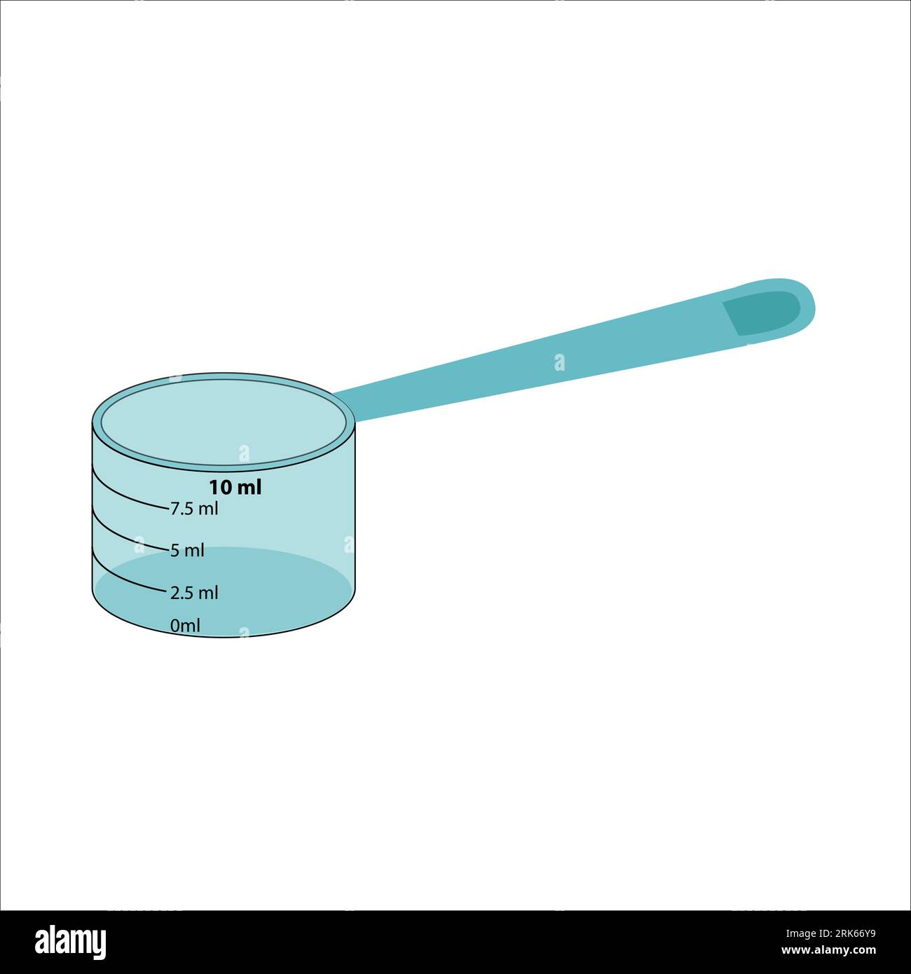 A vector drawing of a 10 ml measuring cup. liquid measurement capability in a concise design. on white background Stock Vector