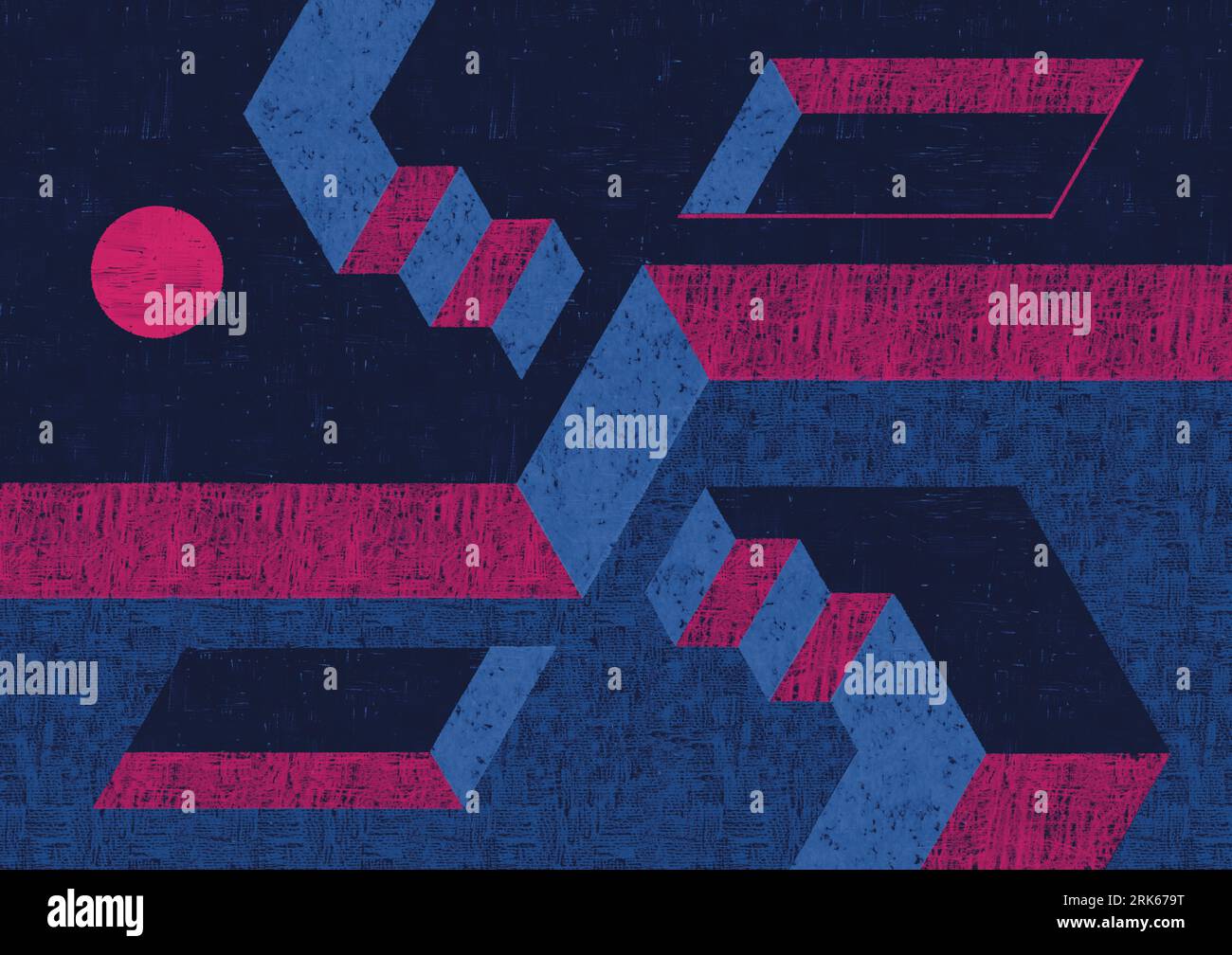 An abstract geometric pattern in a vibrant blue background Stock Photo ...