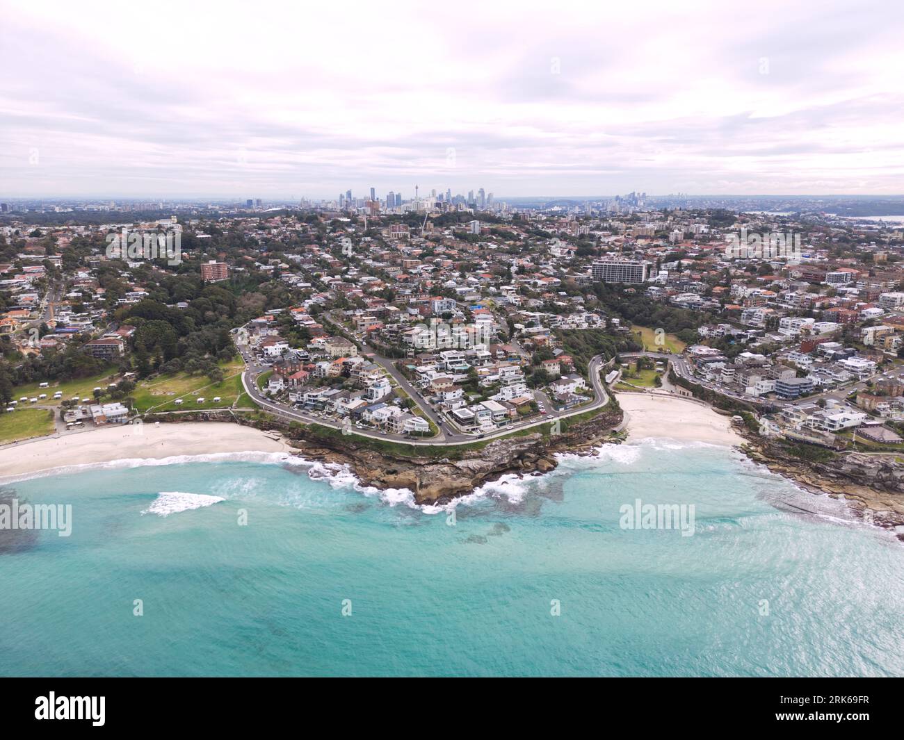 An aerial view of Malabar Beach surrounded by turquoise waters. Australia Stock Photo Alamy