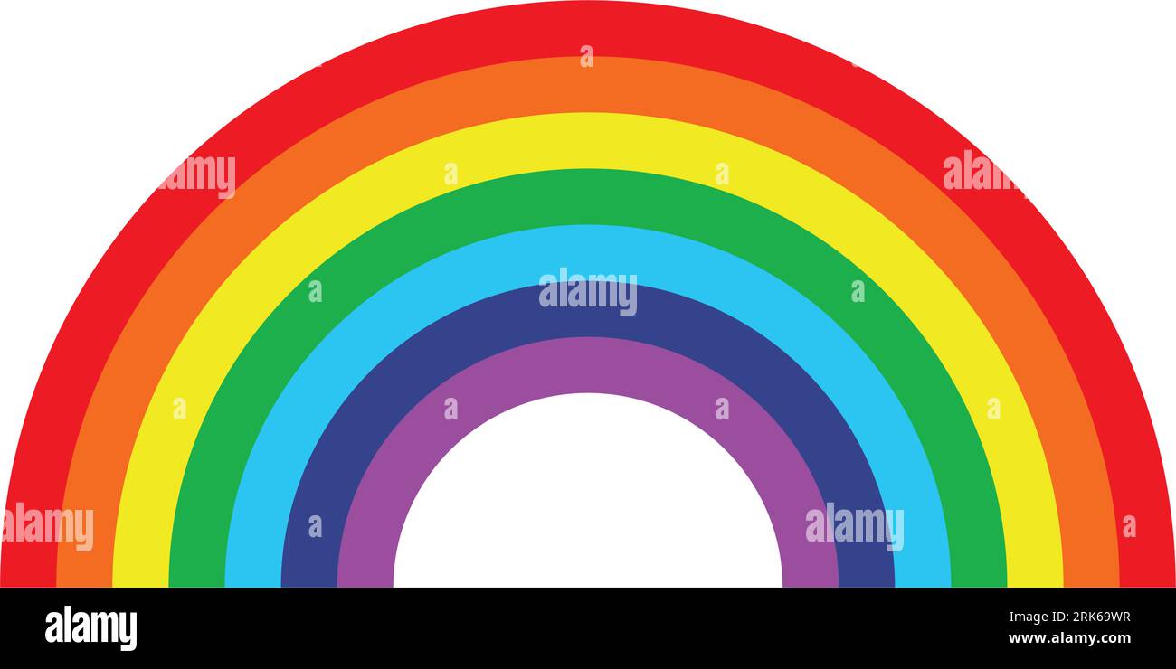 seven-color rainbow element. and Seven colors Red, green, blue, yellow, orange, violet, indigo, and green color vector illustration. Stock Vector