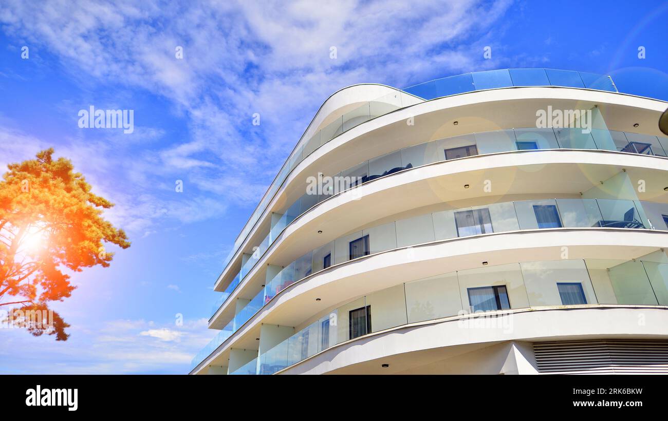 Image showcasing Low energy houses with apartments. Residential area with ecological and ...