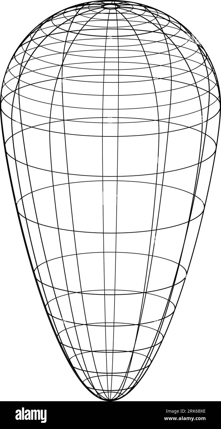 3D mesh grid, net wire, vector. 3D wireframe or geometric network in lines or mesh grid frames, science, and technology object Stock Vector