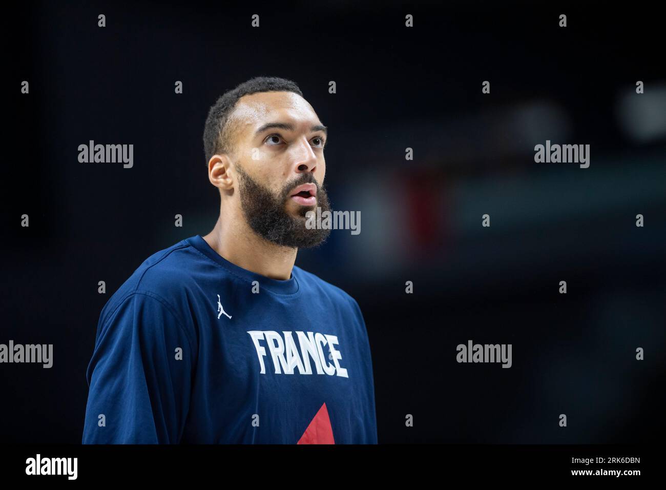 VILNIUS, LITHUANIA - august 11th 2023: FIBA World Cup 2023 tune-up game. Lithuania - France. Basketball player Rudy Gobert in action Stock Photo