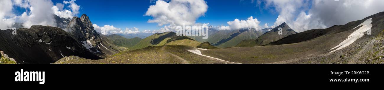 Dusheti, Georgia. Hike over the Chaukhi Pass Stock Photo