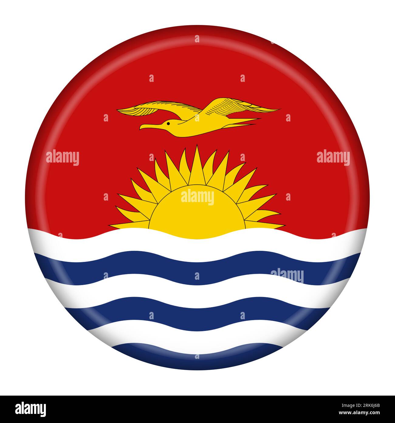 Kiribati flag button 3d illustration with clipping path Stock Photo