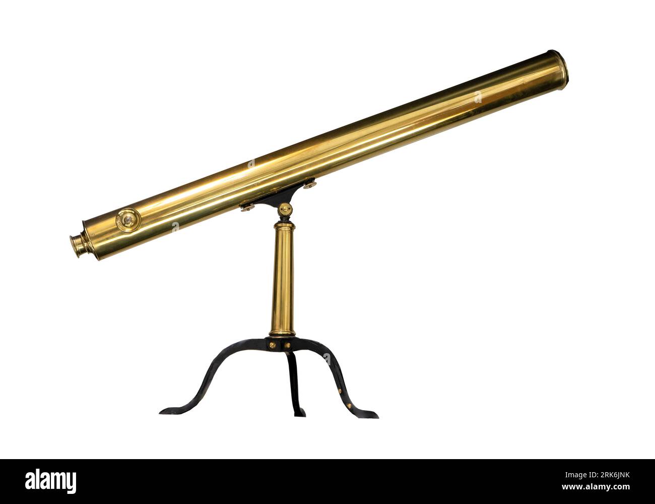 Golden telescope isolated on white background. Old spyglass cutout clipping path Stock Photo Alamy