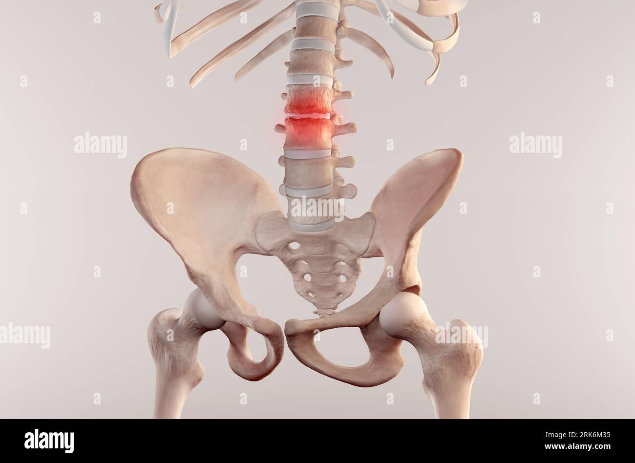 Anatomy of Human Spine. Lower back pain and human backache Stock Photo