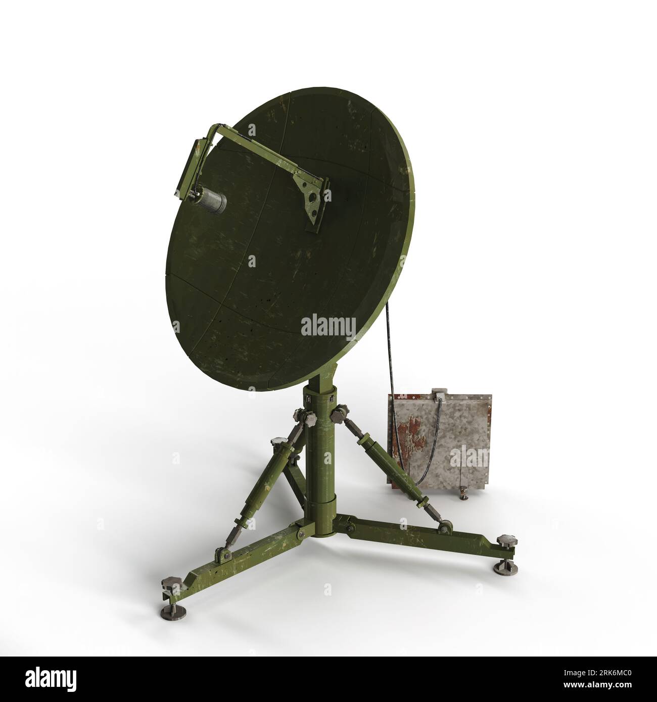 A 3D rendering of a satellite on a stand model isolated on a white ...