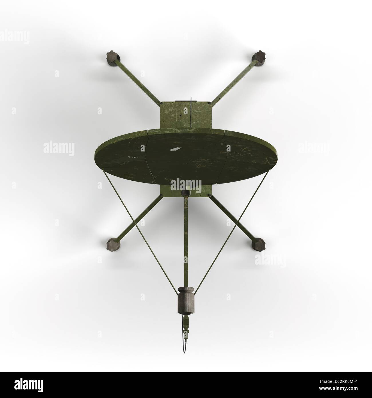 A 3D rendering of a satellite on a stand model isolated on a white ...