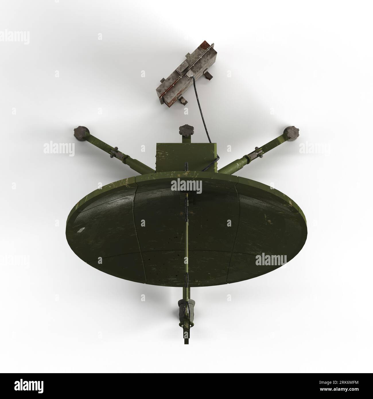 A 3D rendering of a satellite on a stand model isolated on a white ...
