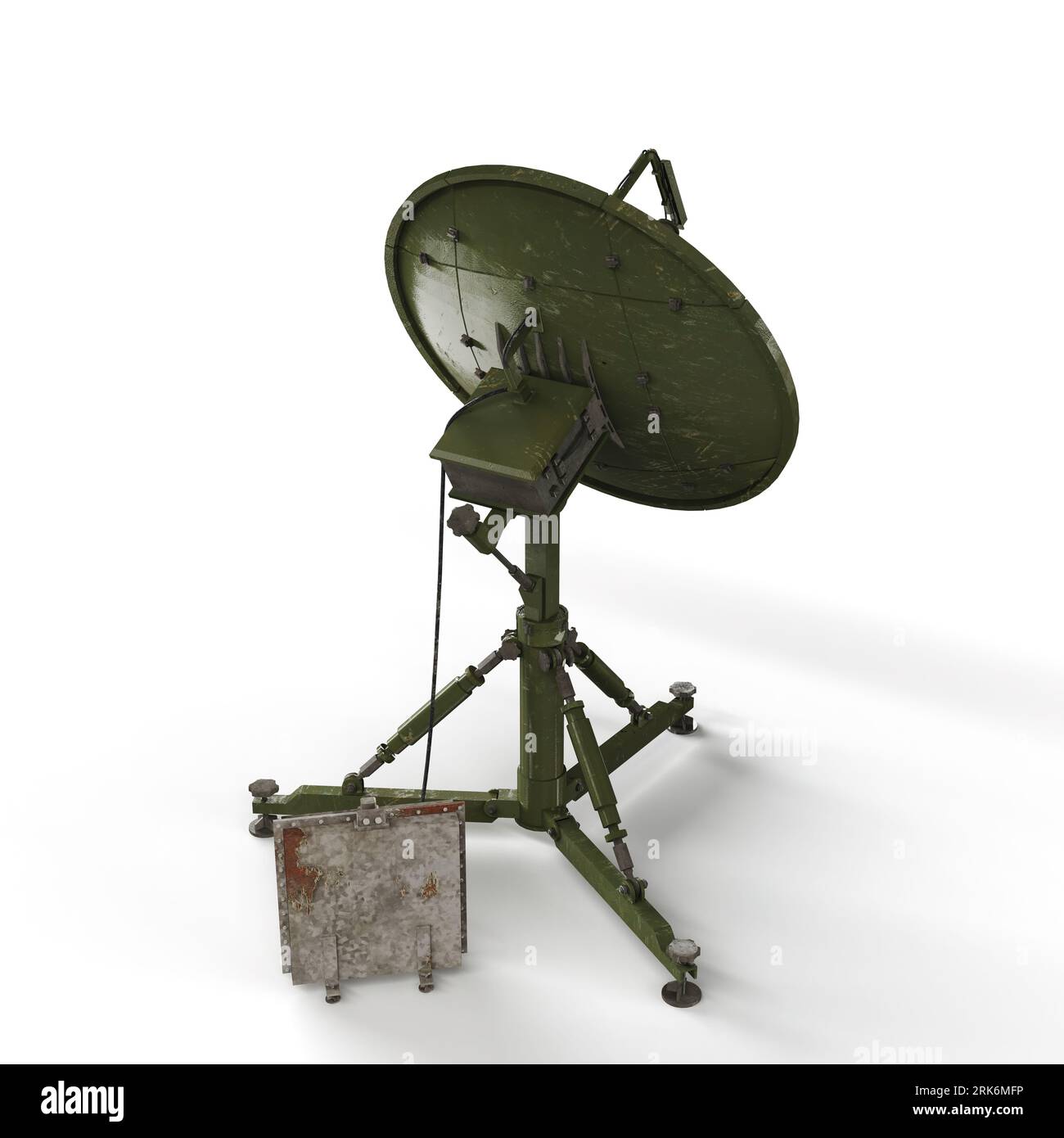 A 3D rendering of a satellite on a stand model isolated on a white ...