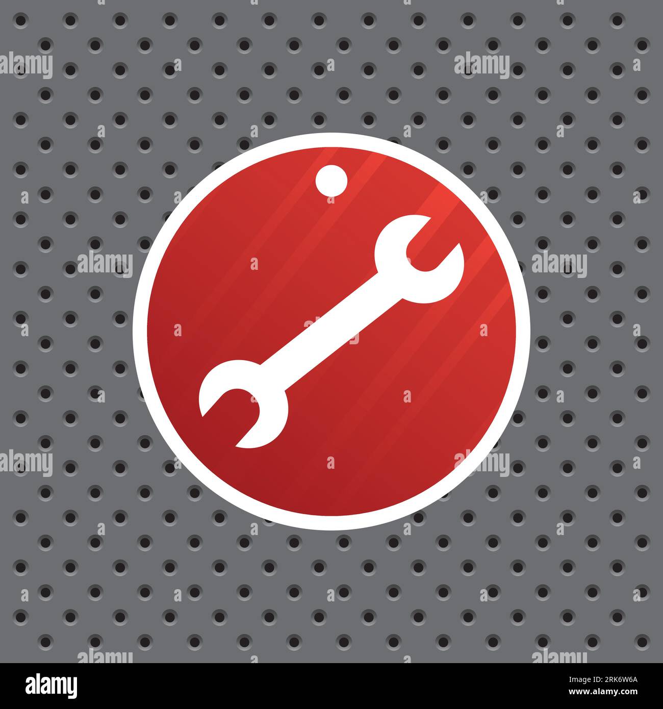Tool label on perforated metal background Stock Vector