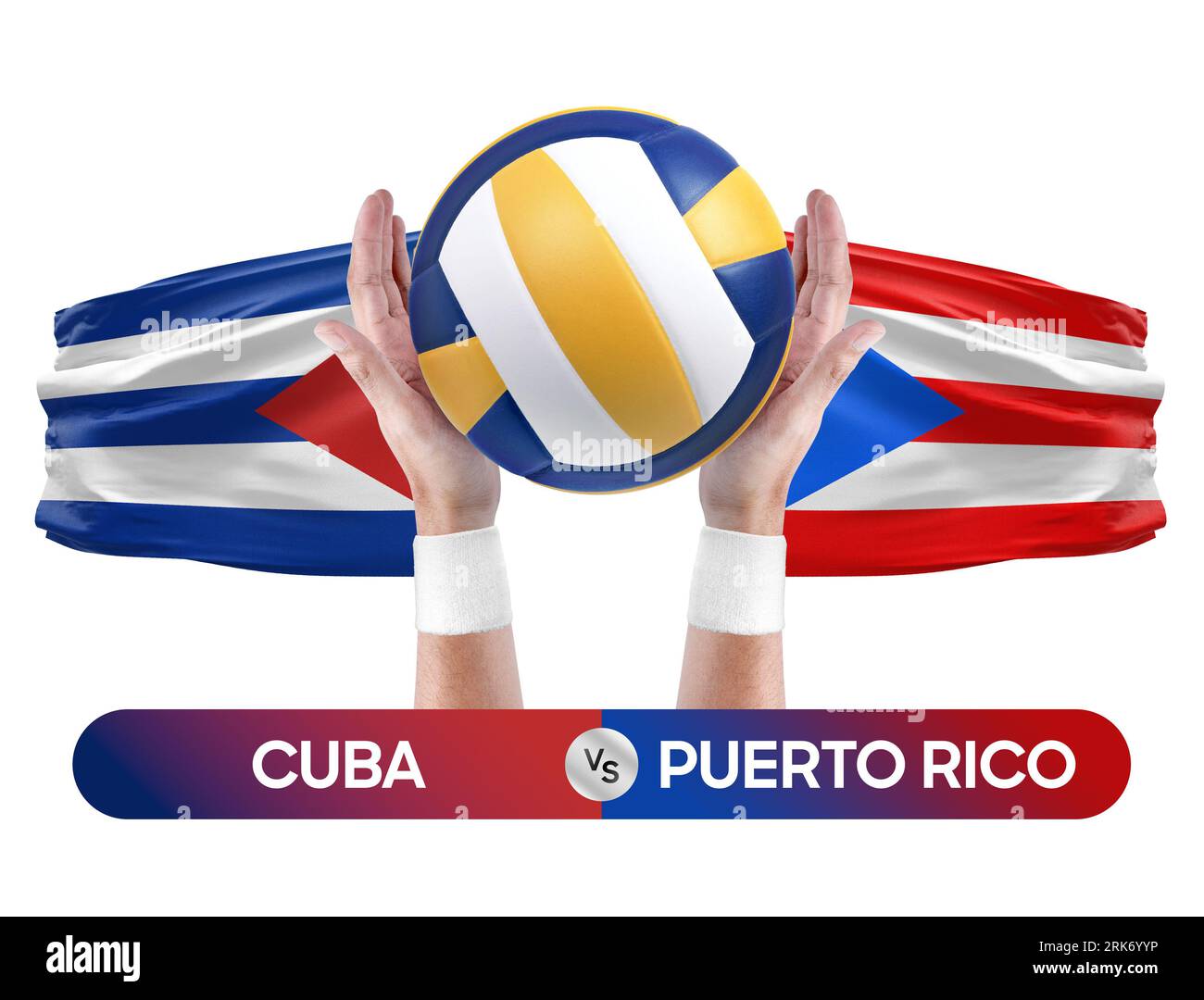 Cuba vs Puerto Rico national teams volleyball volley ball match competition concept Stock Photo