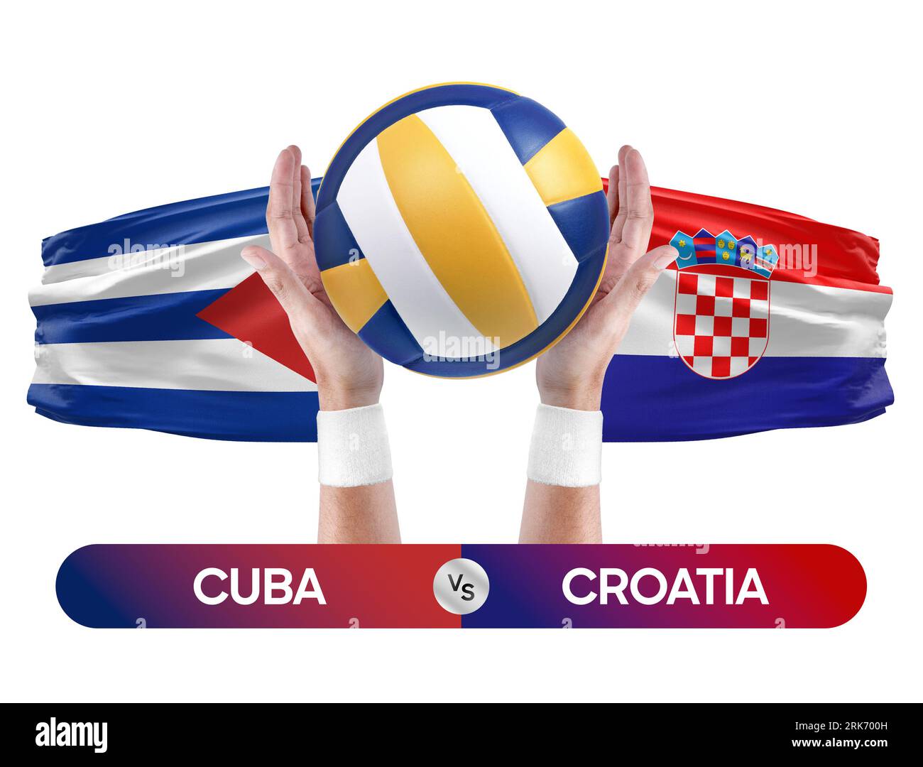 Cuba vs Croatia national teams volleyball volley ball match competition concept. Stock Photo
