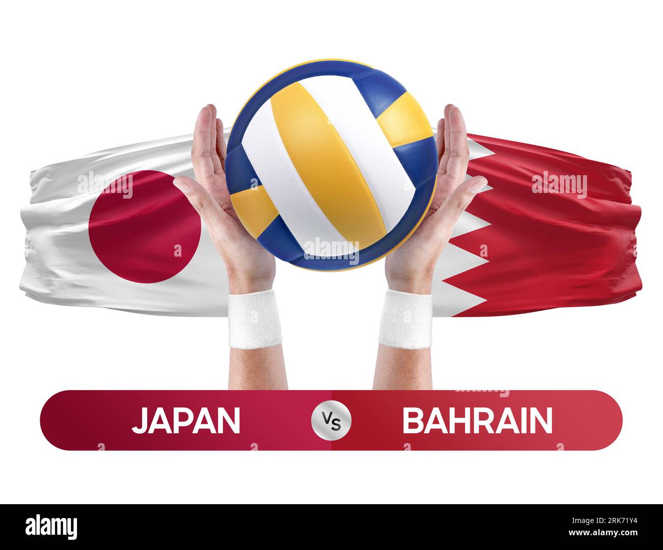 Japan vs Bahrain national teams volleyball volley ball match competition concept. Stock Photo