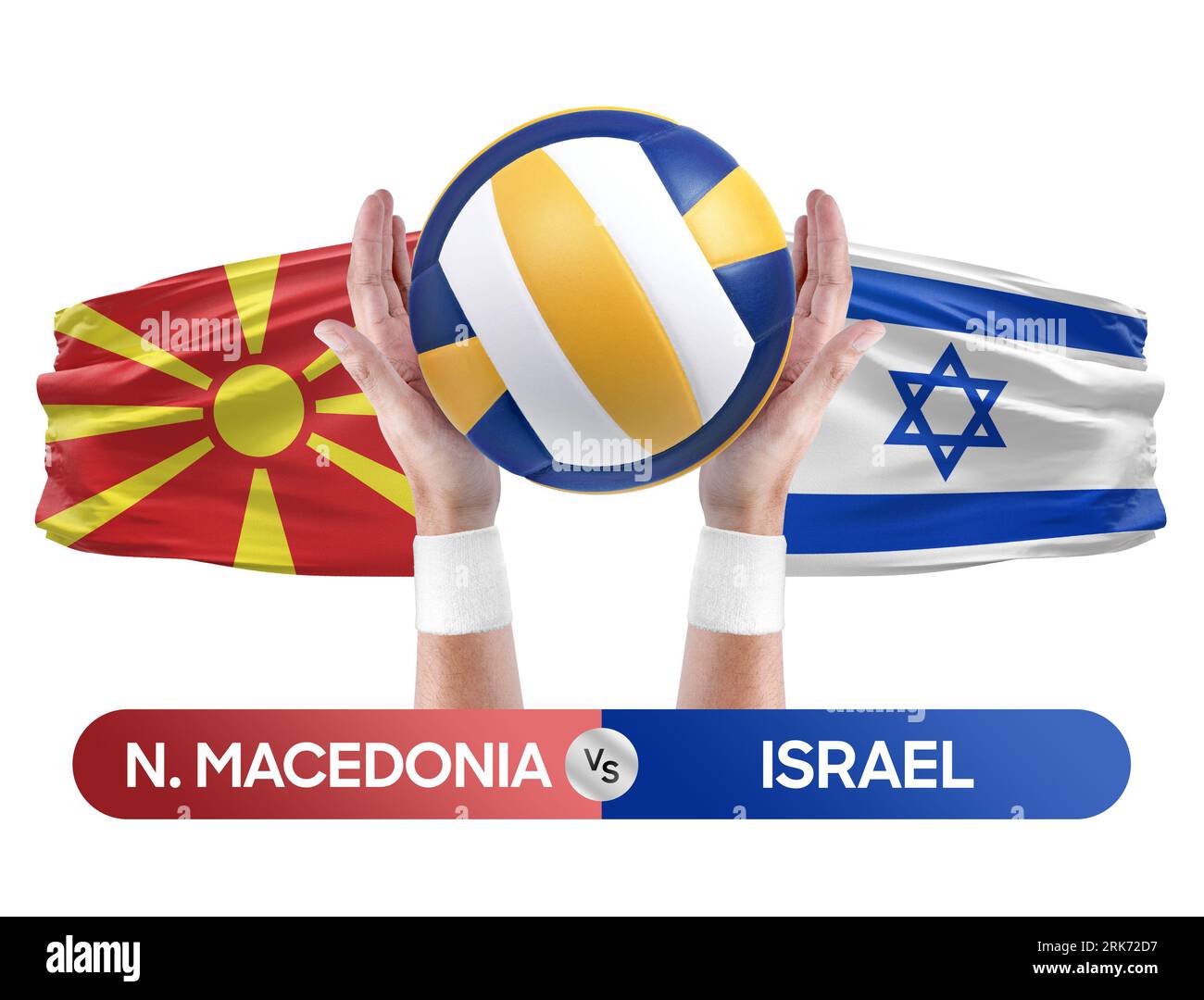 North Macedonia vs Israel national teams volleyball volley ball match competition concept. Stock Photo