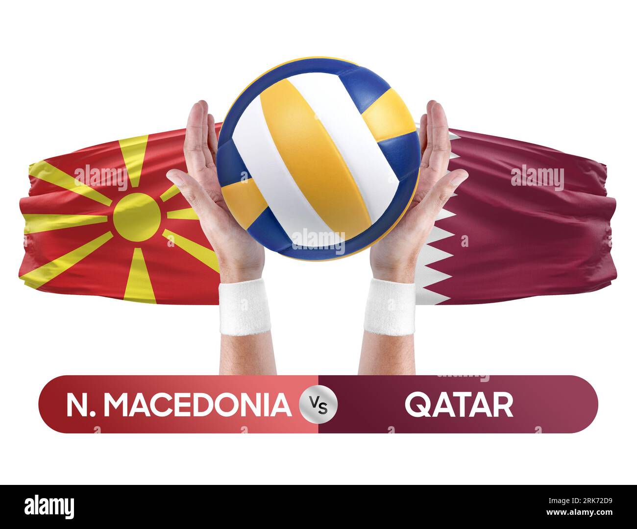 North Macedonia vs Qatar national teams volleyball volley ball match competition concept Stock