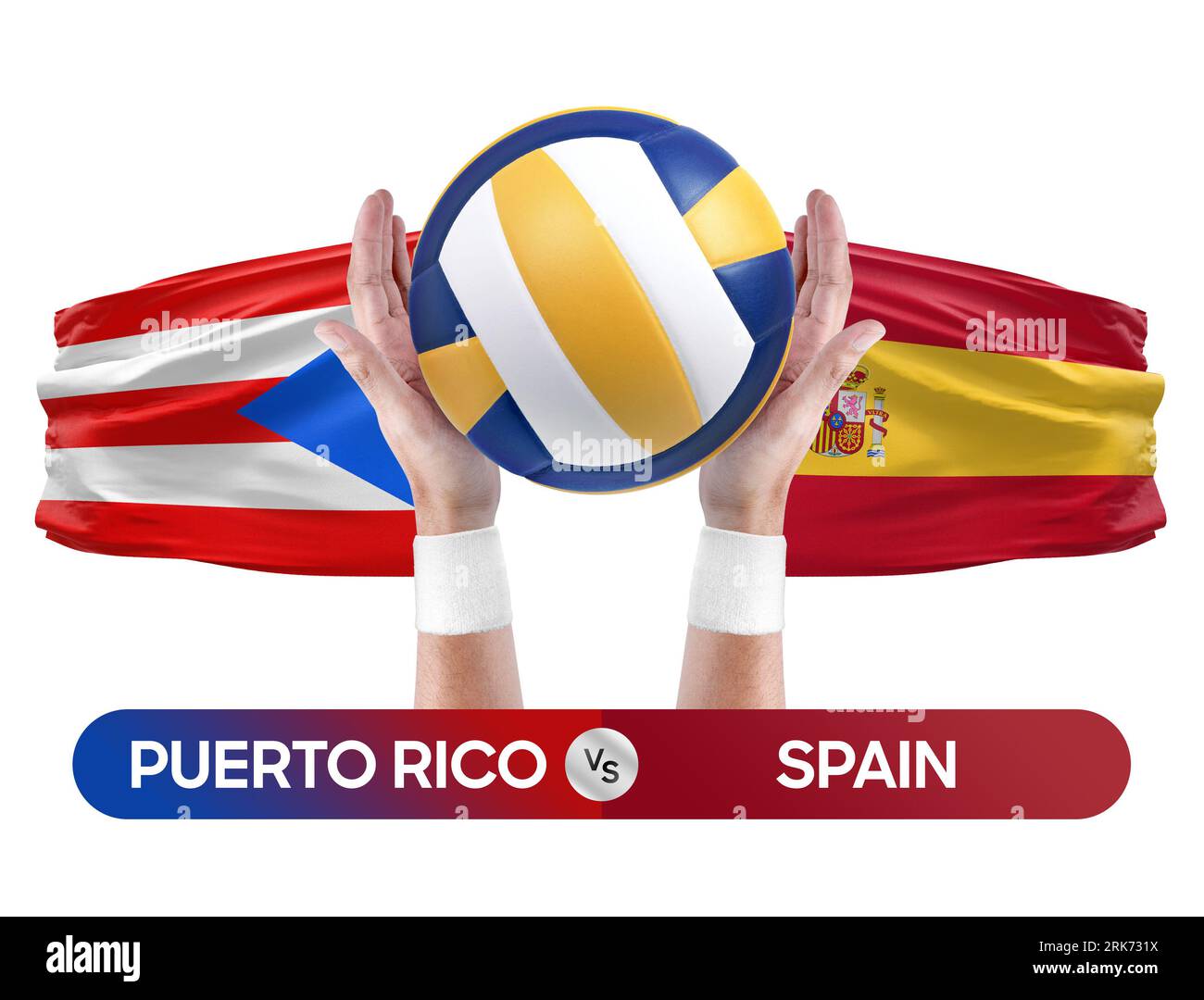 Puerto Rico vs Spain national teams volleyball volley ball match competition concept Stock Photo