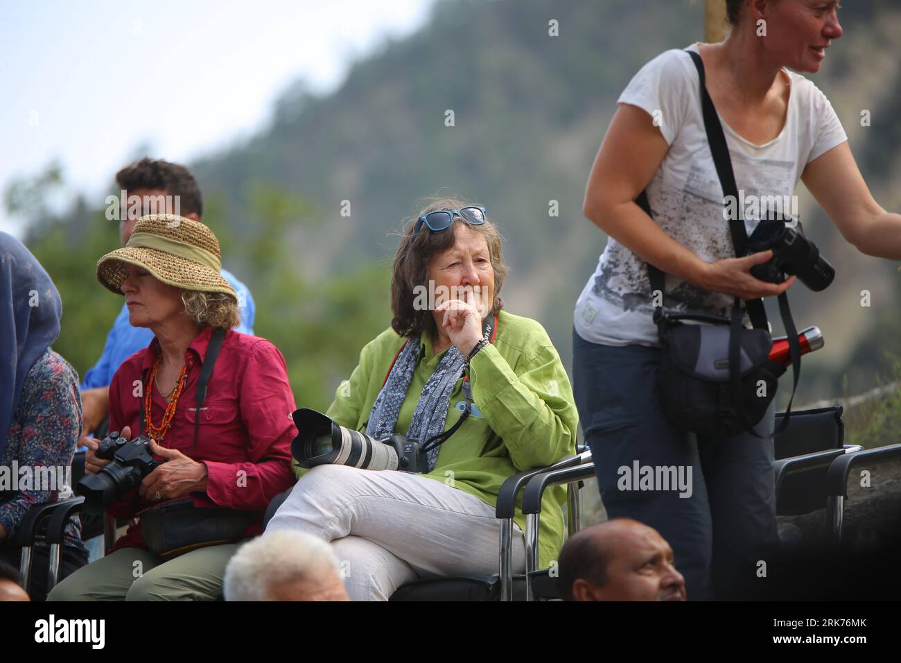 22 August 2023: Foreign tourist at Uchal festival Rumbur valley, Chitral Pakistan. Stock Photo