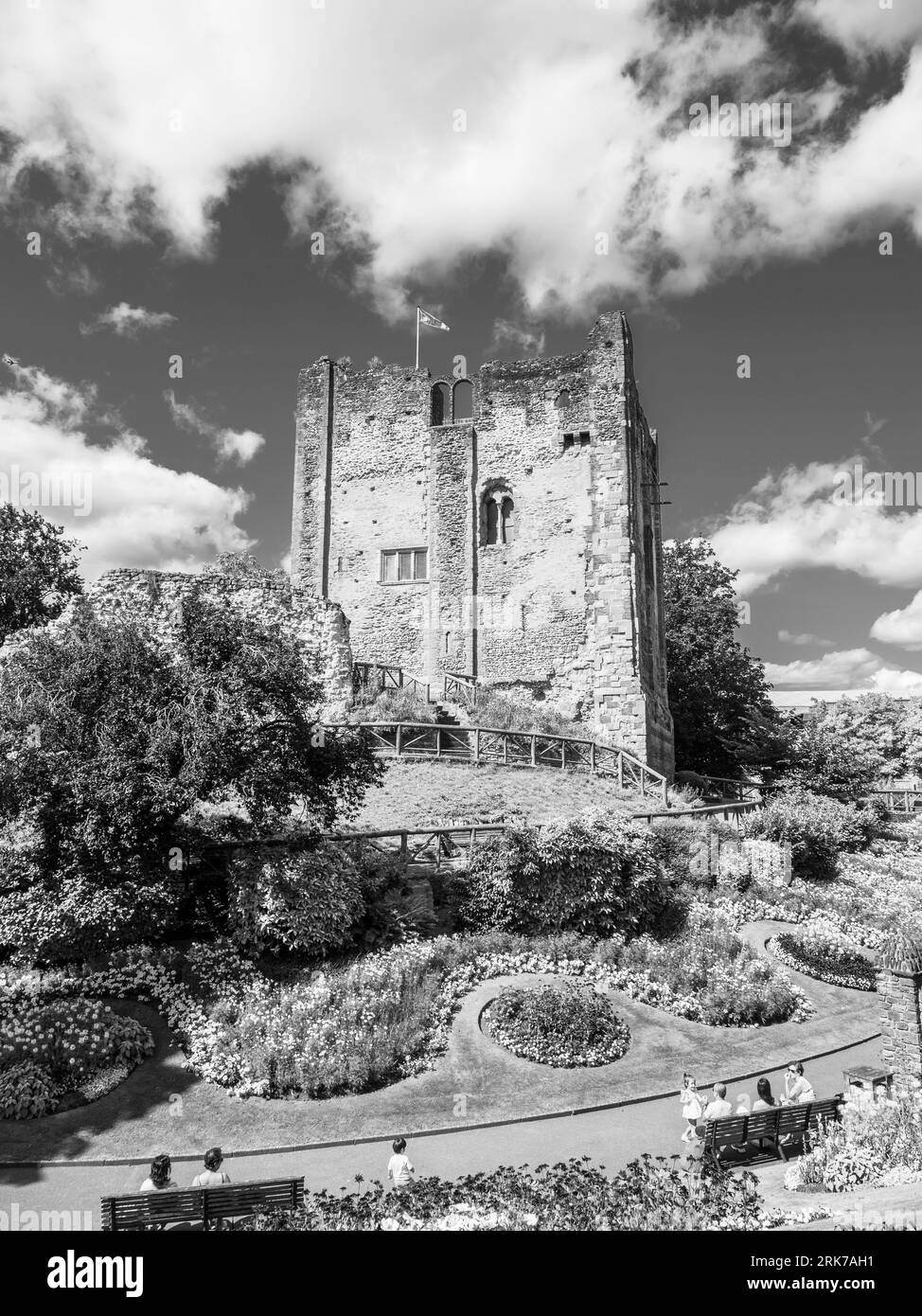 Black and White, Guildford Castle, Castle Keep, Guildford, Surrey, England, UK, GB. Stock Photo