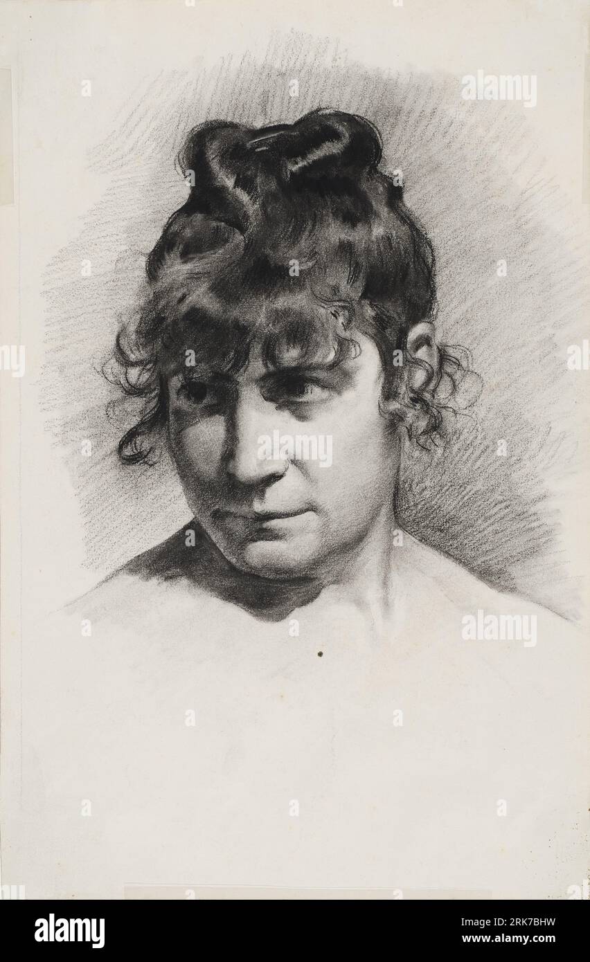 Cabeza femenina. Academia circa 1891 by Rafael Romero de Torres Stock Photo