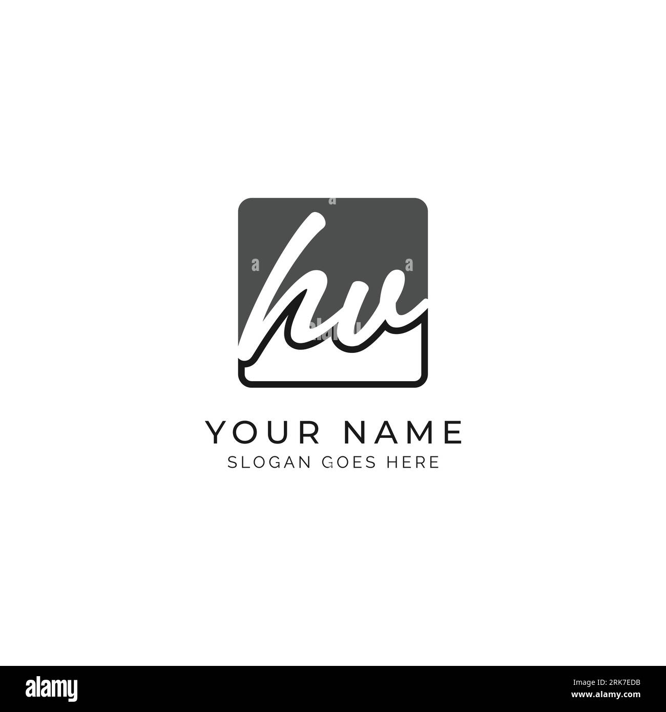 H, V, HV Initial letter handwritten and signature vector image template in square shape log Stock Vector