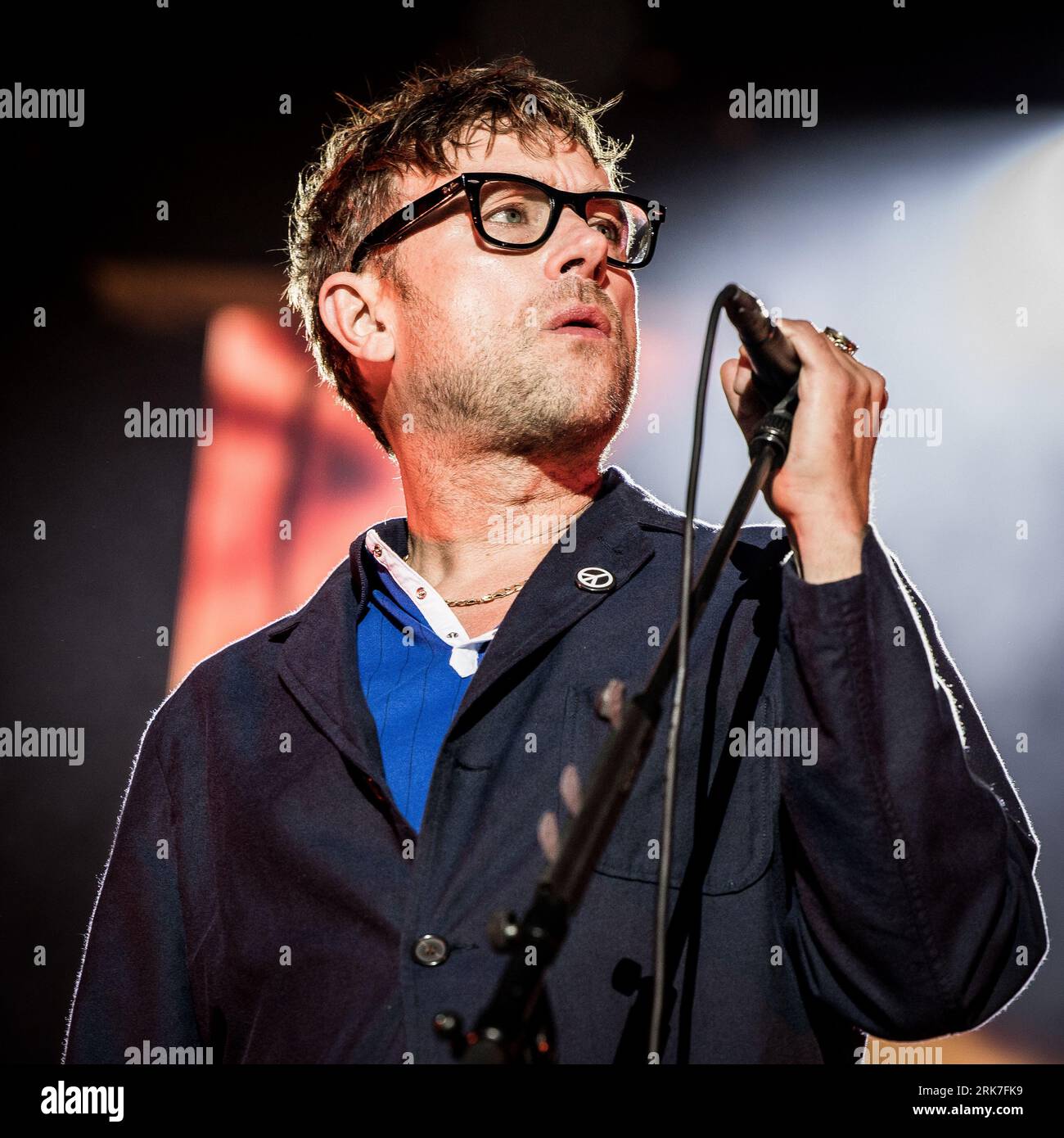 Damon Albarn of Blur performing live on 10 August 2023 Stock Photo