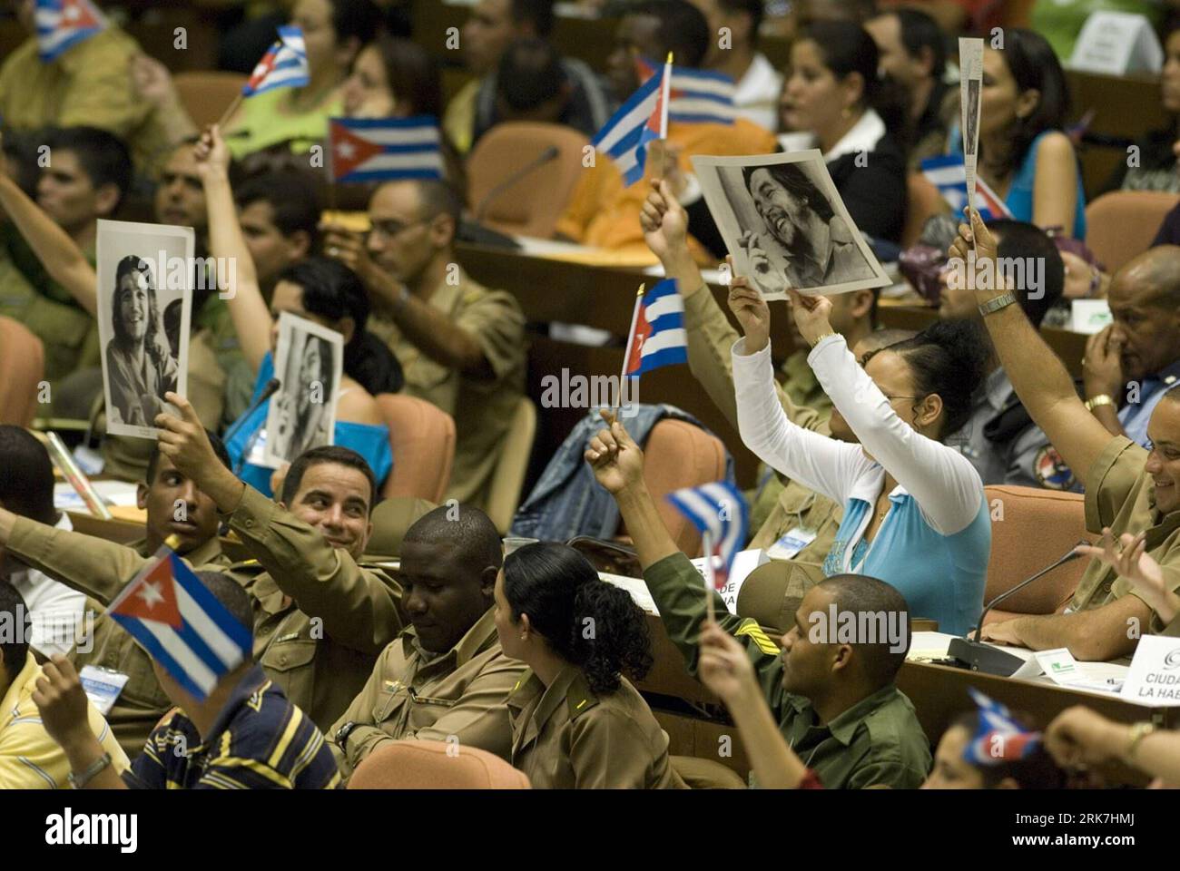 Bildnummer: 53918069  Datum: 04.04.2010  Copyright: imago/Xinhua (100405) -- HAVANA, April 5, 2010 (Xinhua) -- Delegates attend the 9th congress of the Union de Jovenes Comunistas (Young Communists Union) of Cuba in Havana, capital of Cuba, April 4, 2010. The meeting concluded here on Sunday. (Xinhua/Joaquin Hernandez) (gj) (5)CUBA-HAVANA-YOUNG COMMUNIST UNION-CONGRESS-CLOSE PUBLICATIONxNOTxINxCHN Politik Kongress Kommunistischer Jugendverband Jugendorganisation der kommunistischen Partei Kubas PCC premiumd xint kbdig xsk 2010 quer o0 Jubel Freude    Bildnummer 53918069 Date 04 04 2010 Copyrig Stock Photo